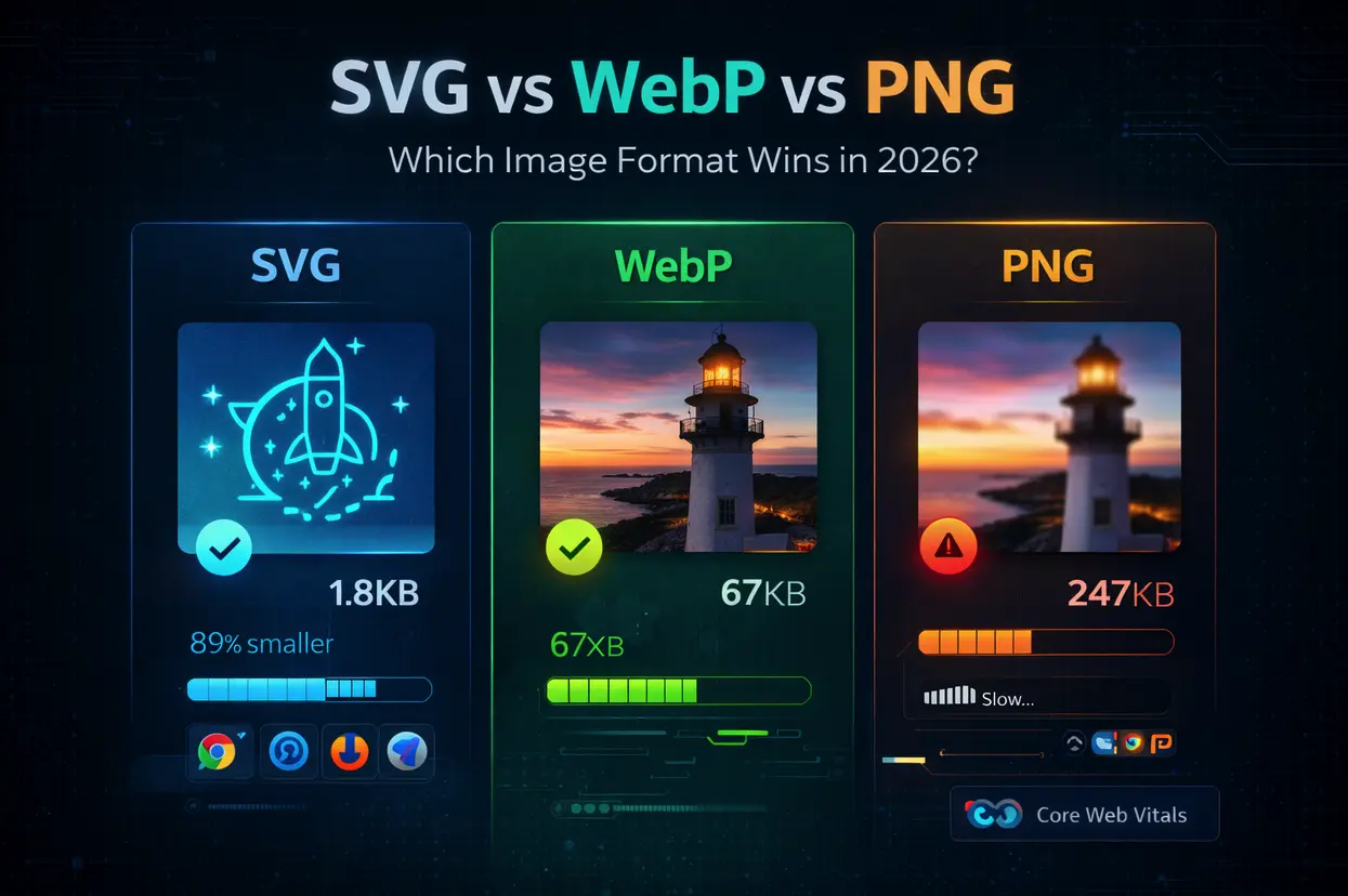SVG vs PNG vs WebP: Best Image Format for Web Performance in 2026