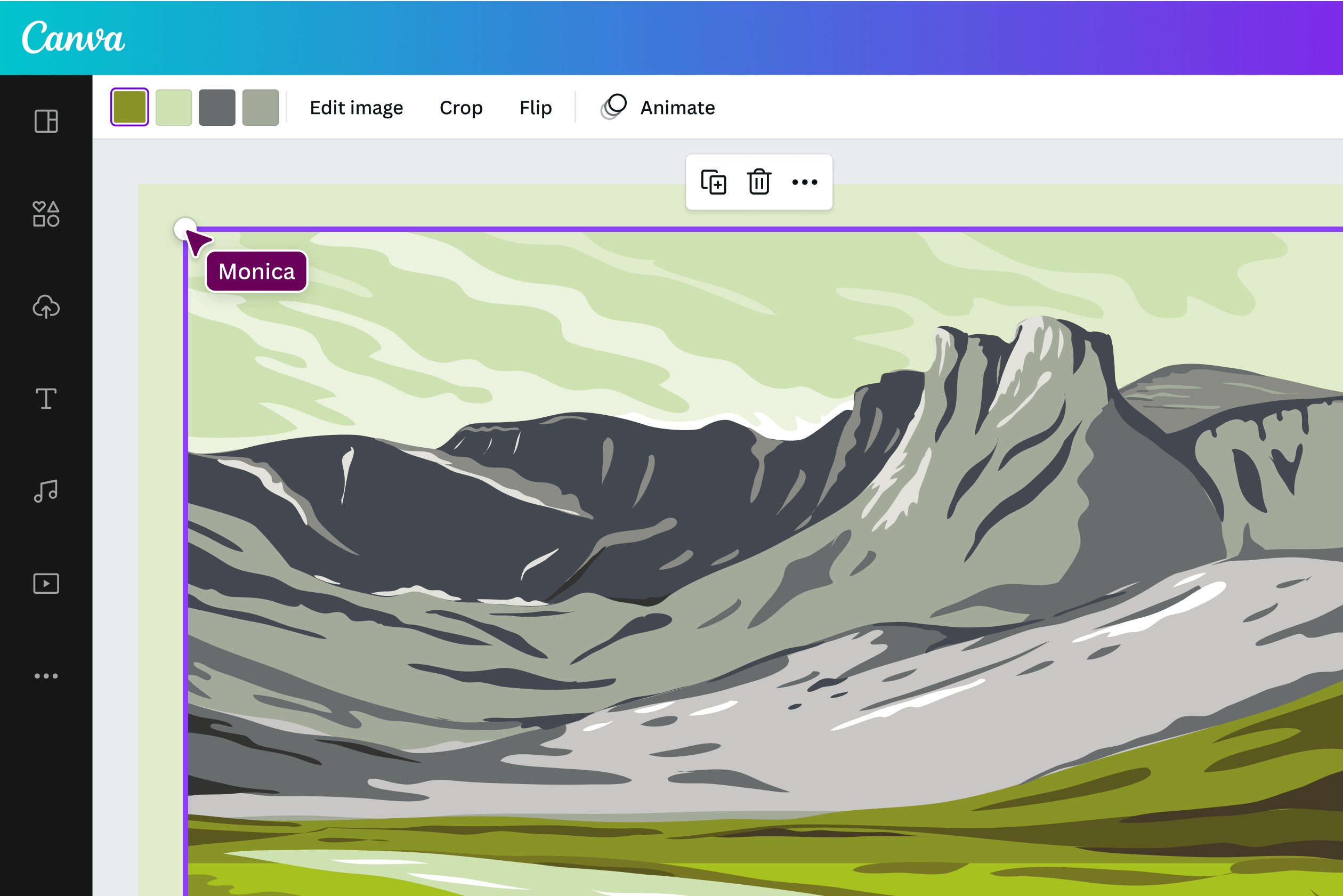 Canva interface showing SVG file upload and editing features with vector graphics tools and workspace