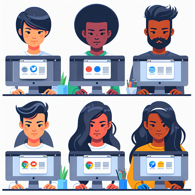 Web developer testing a website on different browsers