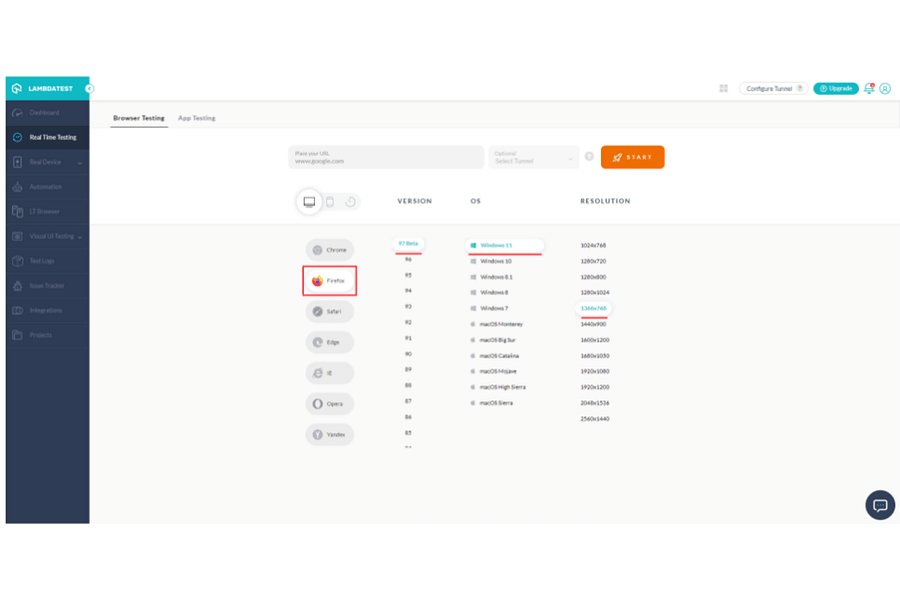 BrowserStack testing platform